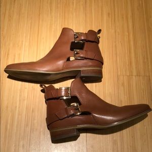 Michael Kors Cognac Leather Cutout Bootie- Sz 8.5